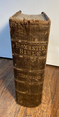 Antique 1866 Family Bible W/ Photo/Tintype Insert Amherst, MA-image