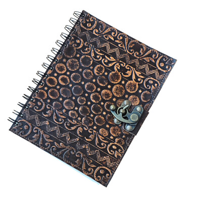 Spiral Bound Leather Diary Journal with Metal Closure | 100 Pages |-image