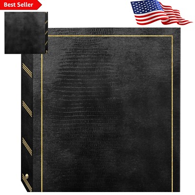 Classy Black Leatherette Album with Fast-Stick Magnetic Pages - 100 Sheets-image