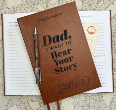 Dad, I Want To Hear Your Story Father Guided Journal Book Leather Notebook Gifts-image
