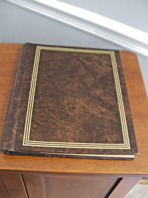 VINTAGE UNUSED-Ring BOUND Brown  Bi-Directional Pocket Photo Album  12 X 10-image