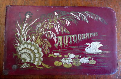 Autograph Album Sketch Book American Souvenir c. 1880 lovely leather book-image