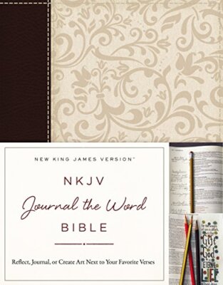NKJV Journal the Word Bible Imitation Leather Brown/Cream Red by Thomas Nelson-image