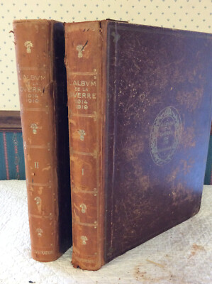 L'ALBUM DE LA GUERRE 2v set - 1930 - WWI French- Illustrated History - Leather-image