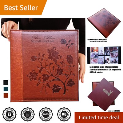 Extra Large 4x6 Vintage Leather Photo Album - 600 Pockets for Cherished Memories-image