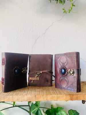 Goat Handmade Leather Journal one size Key journal With Tripal moon journal-image
