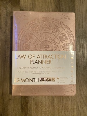 NEW Law of Attraction Planner Undated 12-Month Goal Journal Positivity Rose Gold-image