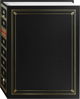 3-Ring Bound Black Leatherette Cover with Gold Accents Photo Album for 4 by 7-In-image