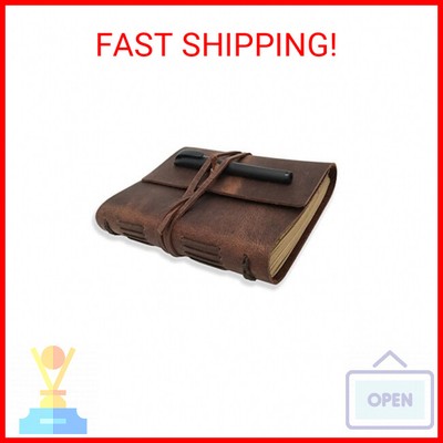 Leather Journal Writing Notebook - Genuine Leather Bound Daily Notepad for Men &-image