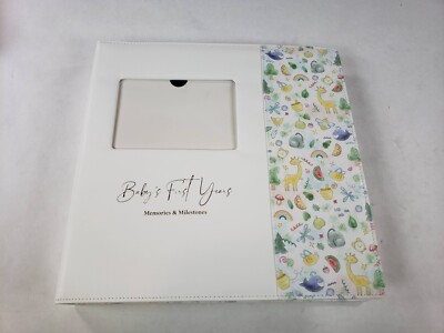 Leather-Bound Baby Book Memories from Baby Shower to Age 5 Baby Scrapbook Album-image