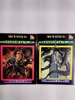 Lot of 2 UNUSED Vintage 1998 Godzilla Color & Activity Fun Book New-image