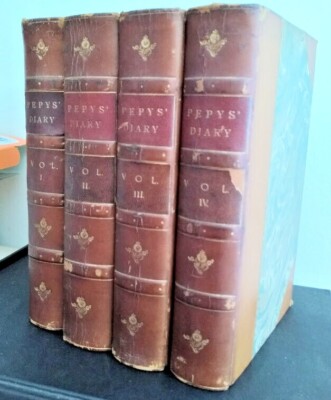 1900 3/4 leather Diary of Samuel Pepys, four volume set-image