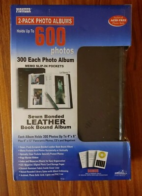2-Pack Photo Albums.Sewn Bonded Leather Bound Album Holds Up To 600 Photos. -image