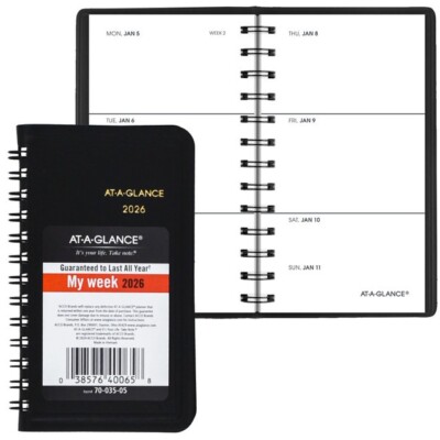 At-A-Glance 2026 Pocket Weekly Appointment Book Black Office School-image
