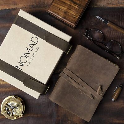 Leather Journal - Vintage Leatherbound Journal - Antique Handmade Deckle Edge Vi-image