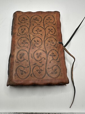 Leather Journal Flower Handmade Notebook Diary Sketchbook Unlined Blank Paper-image