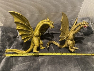 2 Godzilla Ghidorah Figures Bandai 1998 7” & TOHO Co 2014 6” EX Condition-image