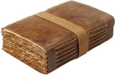 Leather Journal Notebook Handmade Leather bound Writing Book Deckle Edge Paper-image