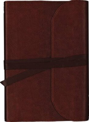 NKJV Journal the Word Bible Large Print Premium Leather Brown Red Letter-image