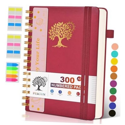 Spiral Notebook Journal for Women Men, 300 Numbered Lined Pages, College-image