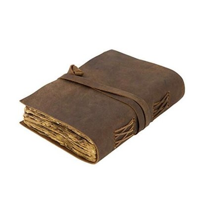 Vintage Leather Journal - Burnt Deckle Edge Paper - Handmade Leather 9
