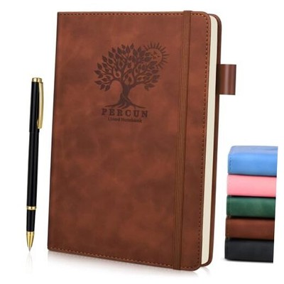 Lined Journal Notebook with Pen，A5 Leather Bound Journals for Ruled Paper Brown-image