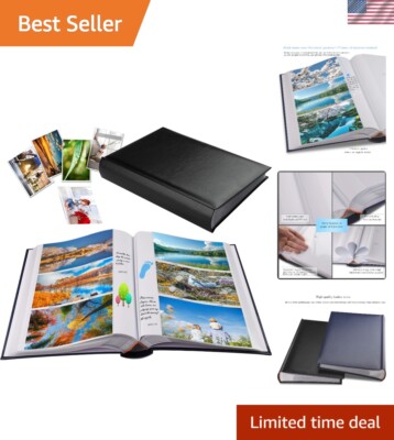 Elegant Leather Photo Album for 4x6 Photos - Holds 402 Memories with Memo Space-image