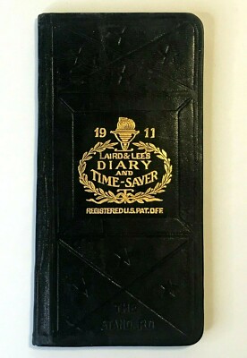 ANTIQUE LAIRD & LEES DIARY AND TIME-SAVER ~ LEATHER ~1911 - Collectible-image
