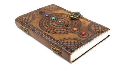 7 stone 7 chakra leather Bound Antique Handmade Notebook/Diary/Sketchbook S23-image