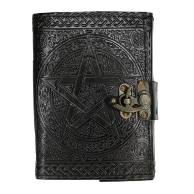 LEATHERBOUND JOURNAL WITH BRASS LOCK & PENTAGRAM DESIGN, 13 X 17.5CM (55831)-image