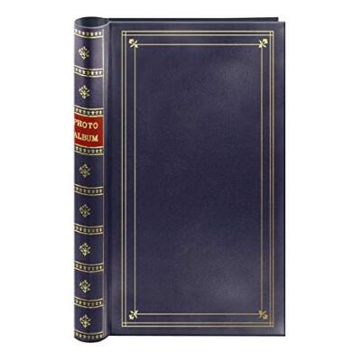 Spiral Bound Photo Album 300 Bi-Directional Memo Pockets Hold 4x6 Navy Blue-image