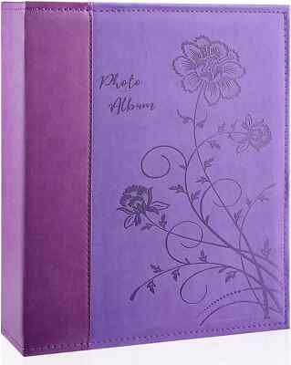 Photo Album 8X10 Clear Pages Pockets Leathe Cover Slip Slide in Photo Album Hold-image