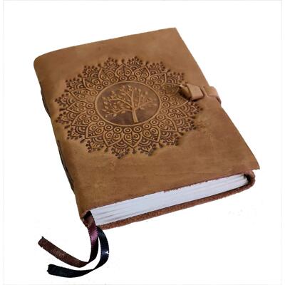 Leather Journal Mandala Engraved Leather Bound Writing Journal for Women & Me...-image