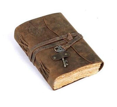  Compass Vintage Leather Journal Antique Handmade Bound Journal with Deckle -image