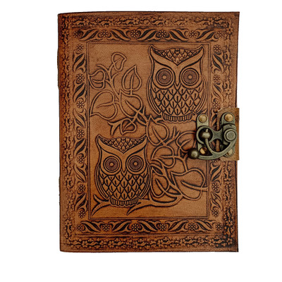 Vintage Leather bound Journal Antique Handmade Paper Notebook Diary Sketchbook-image