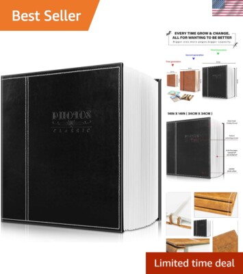 Versatile Leather Photo Album - Magnetic 25 Sheet Capacity for Family Memories-image