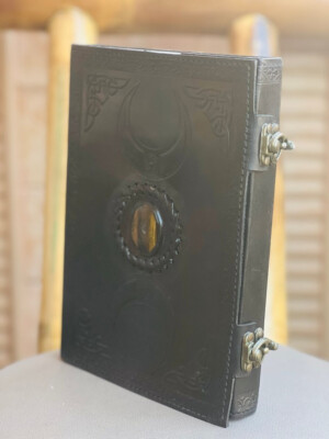 Goat Handmade Leather Journal one size With Tripal moon journal-image