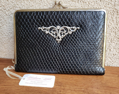 Photo Album Shabby Chic HUDSON HILL in a Black Leather Case with Genuine Czech C-image