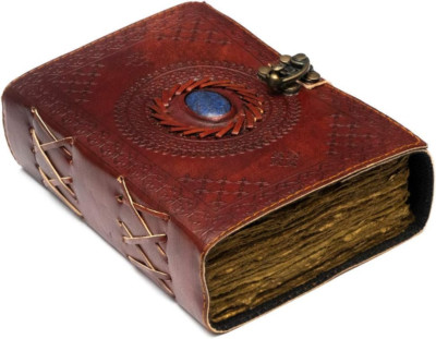 Large Leather Journal with Semi Precious Stone - Lock Closure, 240 Pages Antique-image