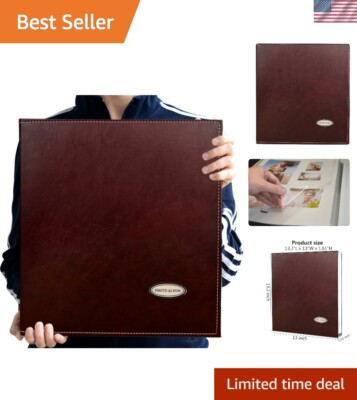 Classic Waterproof Self-Adhesive Photo Album - Handmade Leather Family Keepsake-image
