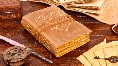 Handmade Heart Embossed Journal Hand Bound Leather Diary For Gift Unisex Adult-image