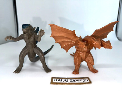 1998 Bandai 4” Zilla Cretaceous Ghidorah Figure Set Mothra Kaiju Legend Godzilla-image