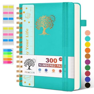 Spiral Notebook Journal for Women Men, 300 Numbered Lined Pages, College -image