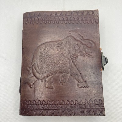 Leather Bound Elephant Embossed Journal With Latch Brown Covers-image
