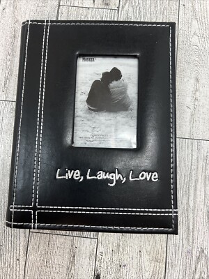 Pioneer Photo Album 5x6 1/2 Embroidered Sewn Leatherette Cover Black 40 Photos-image