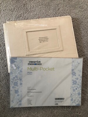 RARE Creative Memories 13x9 Cream Leather Flex-Hinge Scrapbook Album w/Pages-image