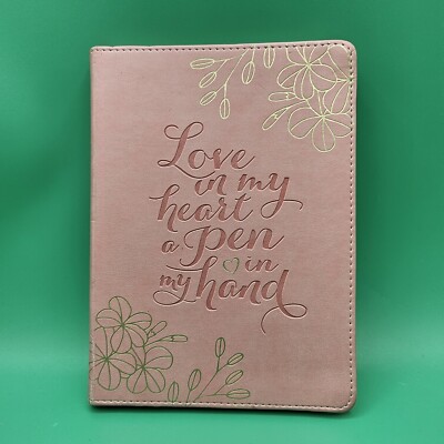 Love In My Heart A Pen In My Hand Pink Floral Leather Bound 7 x 5 Journal Book-image