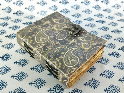 Handmade Leather Journal Bound Writing Diary Deckle Paper Lock Notebook-image