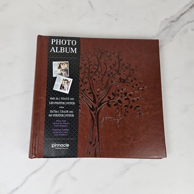 Pinnacle Photo Album Family Tree Leather Holds 120 4x6 or 60 5x7 Memory Book-image