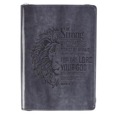Strong & Courageous Classic Lux-Leather Zip Journal (Leather / Fine Binding)-image